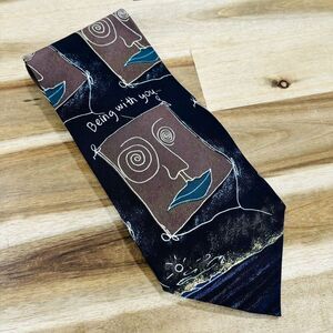 Vintage John Lennon Artwork “Being with you makes me free” Pattern Silk Necktie